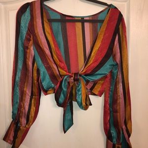 Rainboy Stripe Tie Blouse